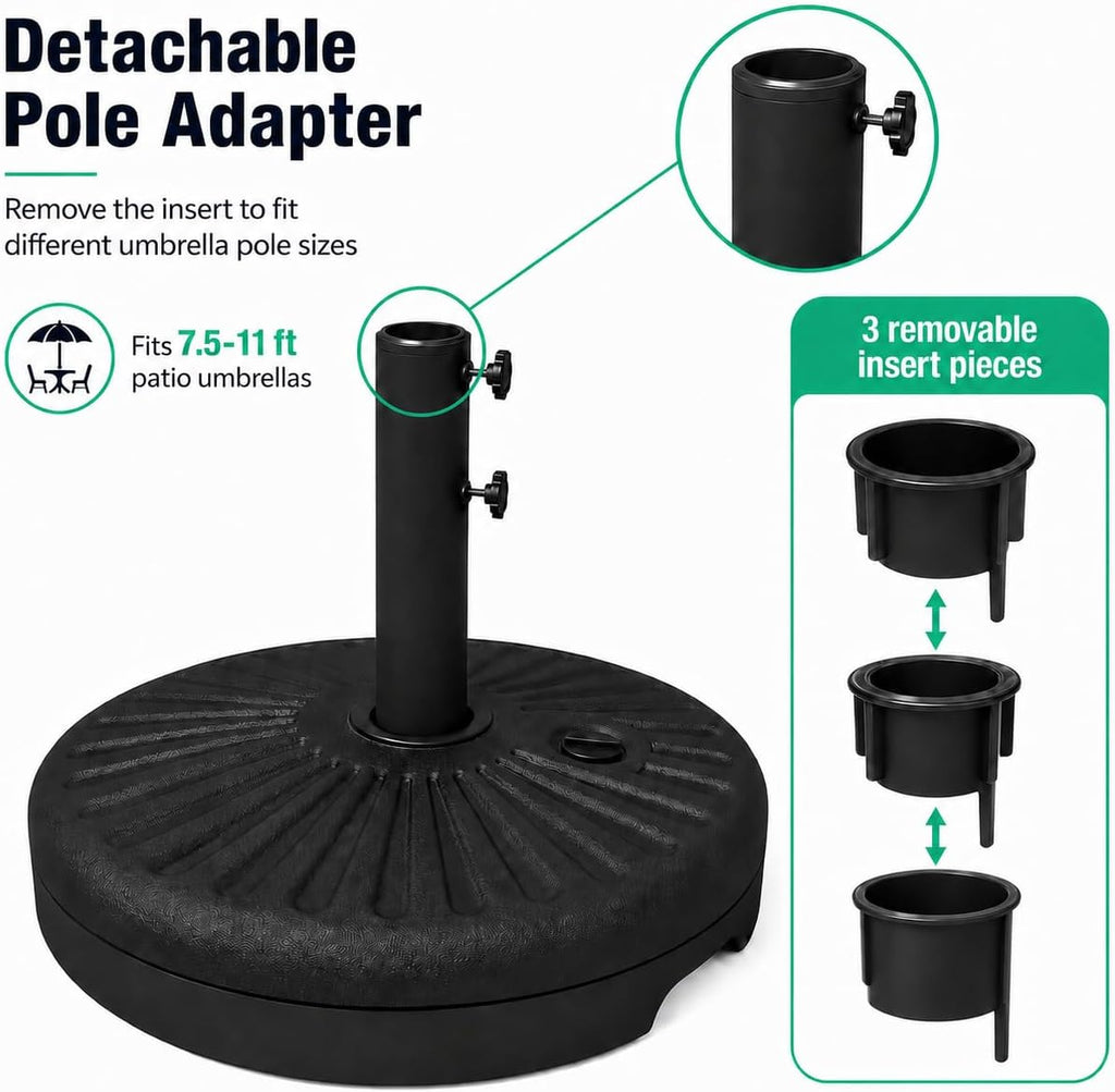 81.5lb Max Capacity Patio Umbrella Stand, Outdoor Umbrella Base Water Filled Stand