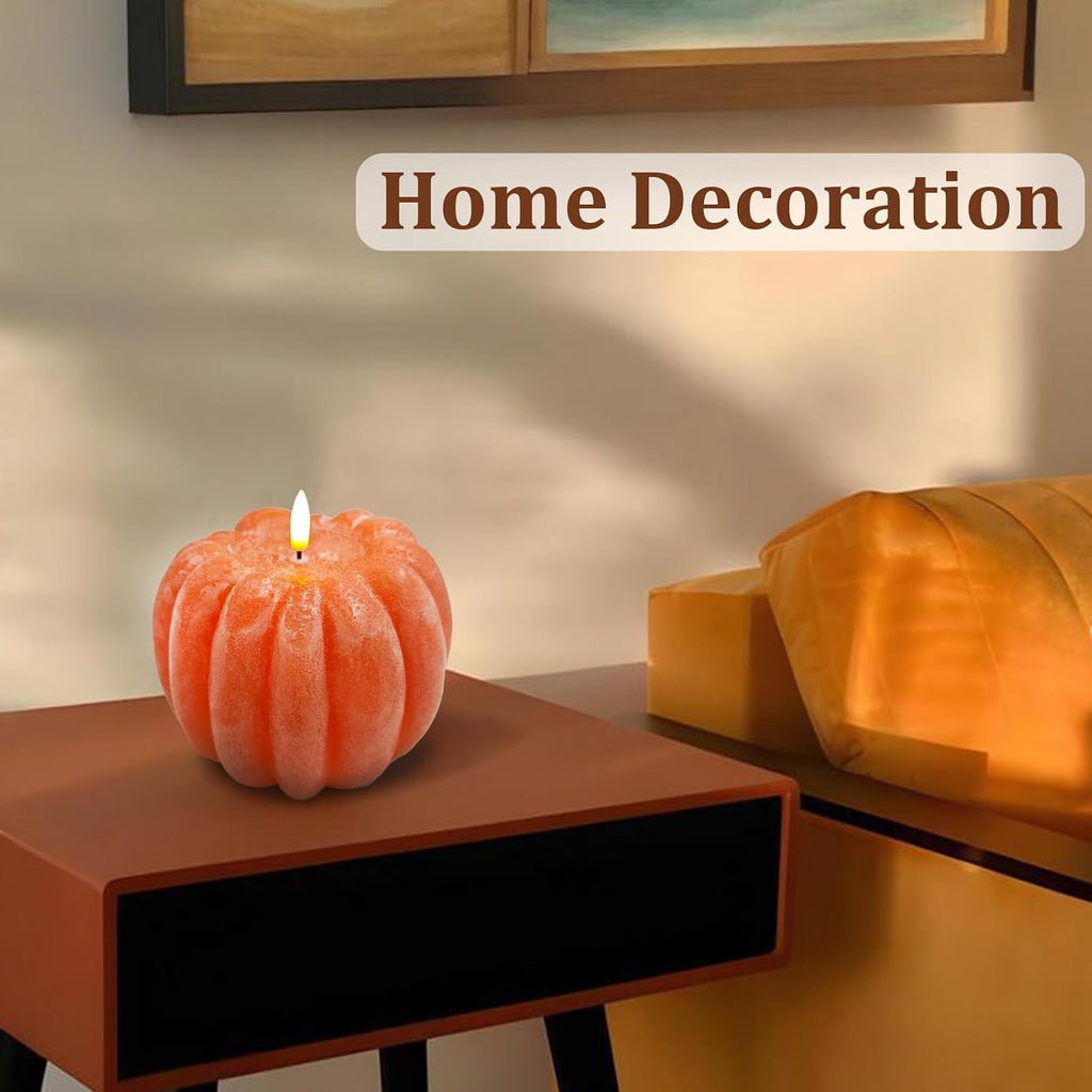 Fall Decor, Fall Decorations Large Flameless Pumpkin Candle Orange