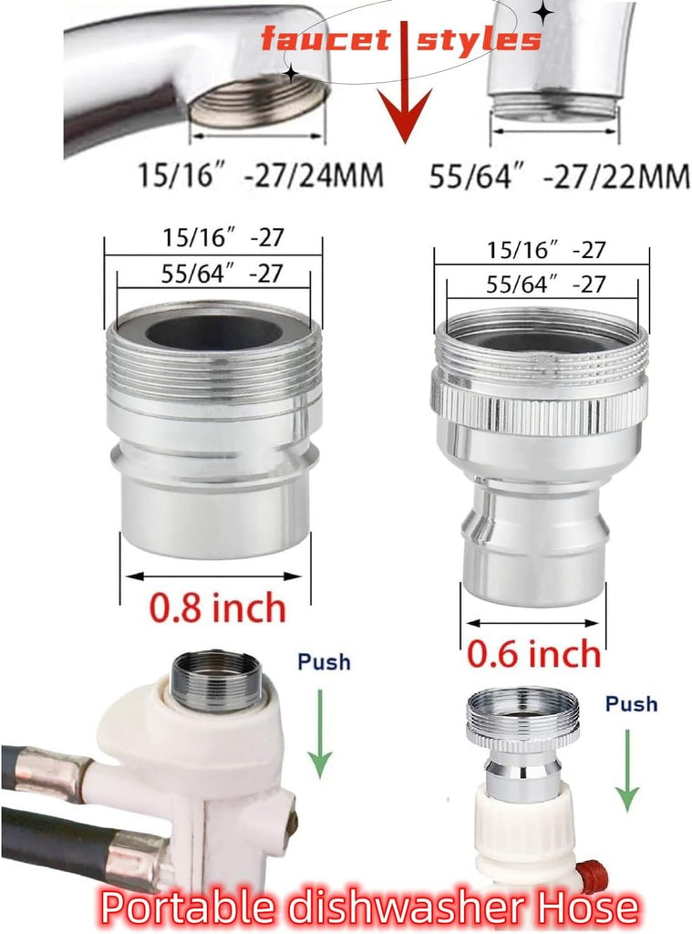 Dishwasher Faucet Adapter Connector Attachment fit for Portable Dishwasher/Washing Machine to Sink