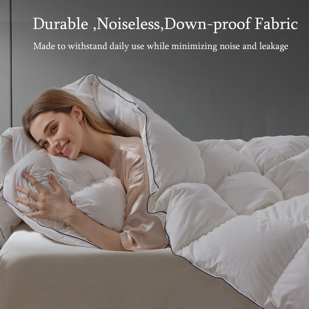 King Down Comforter,All-Season Duvet Insert with 8 Loops,Noiseless Luxury Comforter,White,106x90 inc