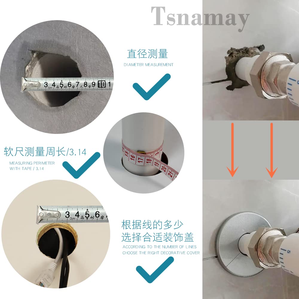 1.73" Wall Split Flange Round Escutcheon Plate Pipe