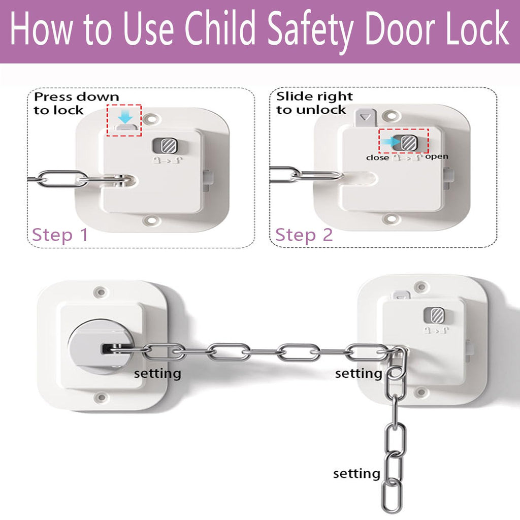 Child Proof Door Lock, 4 Packs White