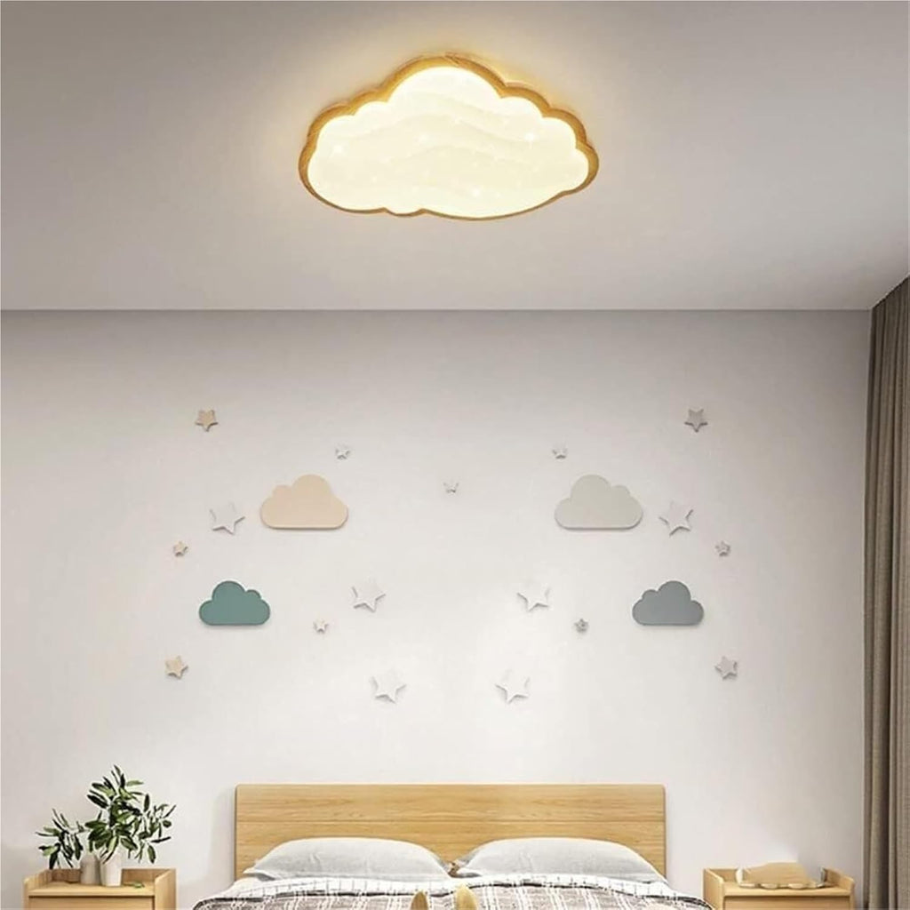 Modern Nordic Cloud Ceiling Light Wooden Frame Flush Mount LED Fixture Dimmable Color Changing Ra97 High CRI