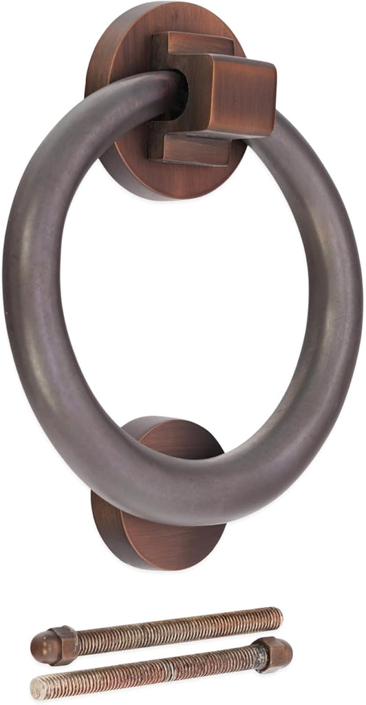 5" Aged Bronze Ring Shaped Door Knocker - Solid Brass Door Furniture Knocker