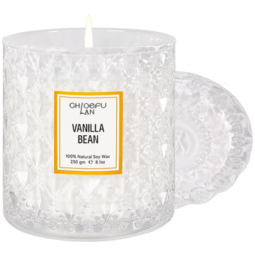 Vanilla Bean Highly Fragranced Candle Gifts for Women, Mothers Day Candle Gift, Natural Wax Candle Scented, Up to 55