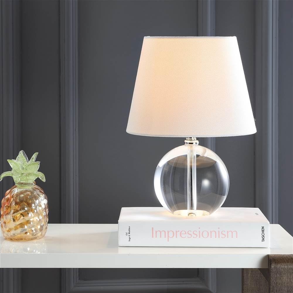 Mable Modern Glam Clear Crystal 14-inch Bedroom Living Room Home Office Desk Nightstand Round Table Lamp (LED Bulb