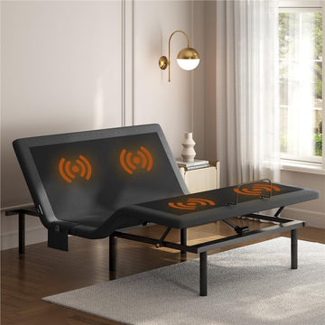 Queen Adjustable Bed Frame,w/Wireless Remote,Massage Function,Nightlight,4 Height-Adjustable Legs,Head & Foot