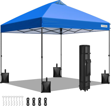 10x10ft Pop Up Canopy Tent One Push Setup Outdoor Portable Shelter Tent Heavy Duty with Wheel Carry Bag and 4 Sandbags