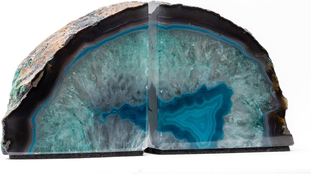 Agate Bookends, Home Décor (3.5-6 lbs, Teal)