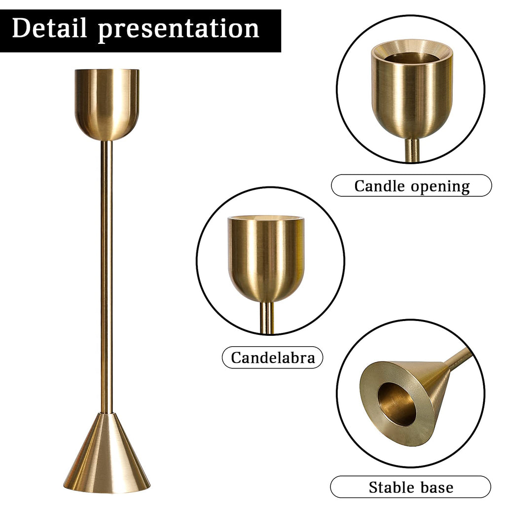 Brass Gold Candlestick Holder - Set of 6 Taper Candle Holder