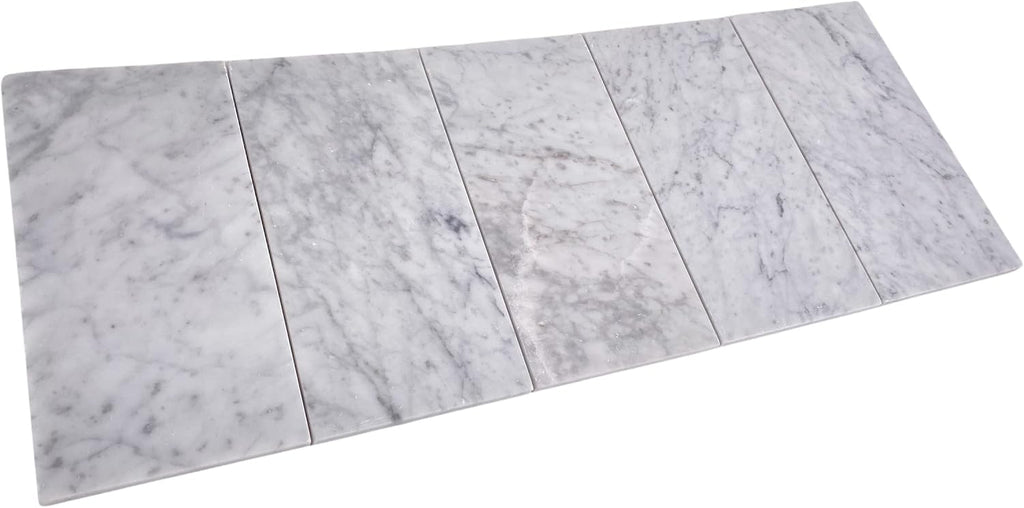 Premium Carrara Greyish 4x8 Marble Wall Floor Tile (Box of 30 Individual Tiles) for Kitchen Backsplash Bathroom