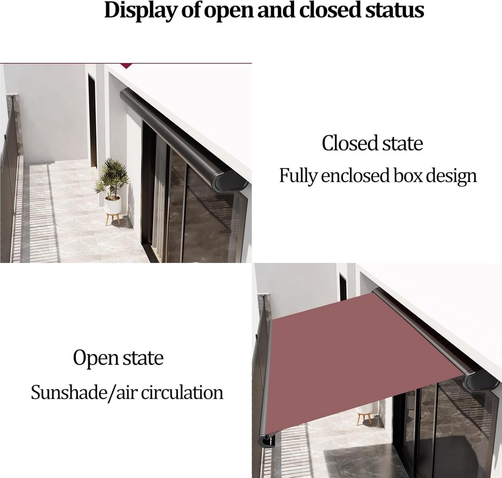 Outdoor Motorized Retractable Awning, Full Cassette Aluminum Patio Canopy with Remote Control for Deck, Backyard