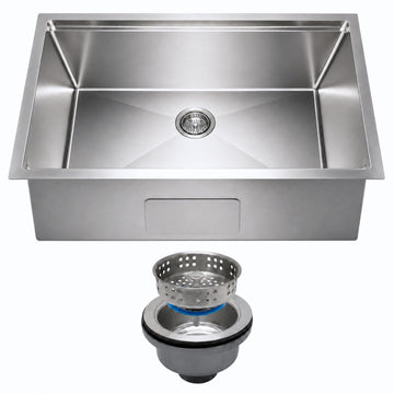 30 Inch Undermount Kitchen Sink - 11 Gauge (3mm) Stainless Steel, Single Bowl with Integrated Ledge, Superior Drain