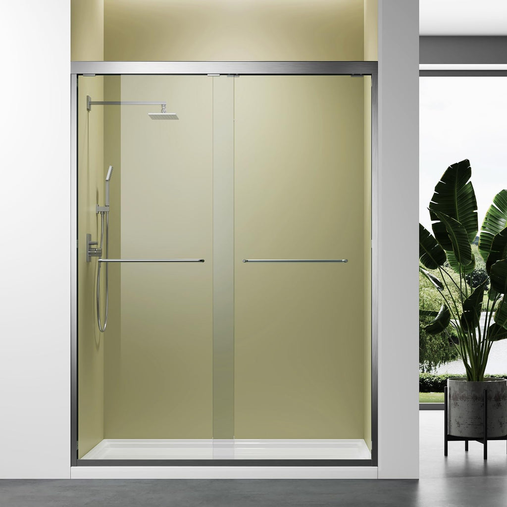 Brushed Nickel 45"-48" W x 72" H Semi-Frameless Glass Shower Door