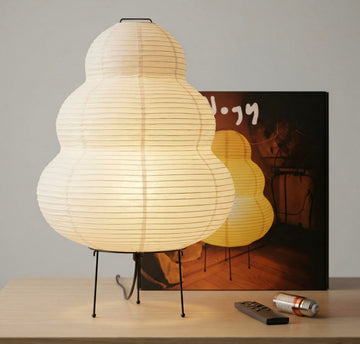 Akari Noguchi Rice Paper Lamp • Japanese Paper Lantern Lamp • Japanese Japandi Floor/Table Lamp for Soft Ambient