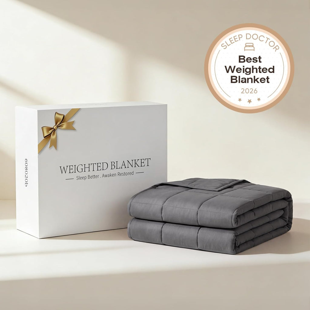 Cooling Weighted Blanket for Adults (5lbs, 41"x60") Heavy Blanket with Premium Glass, Queen Perfect for 190-210 lbs
