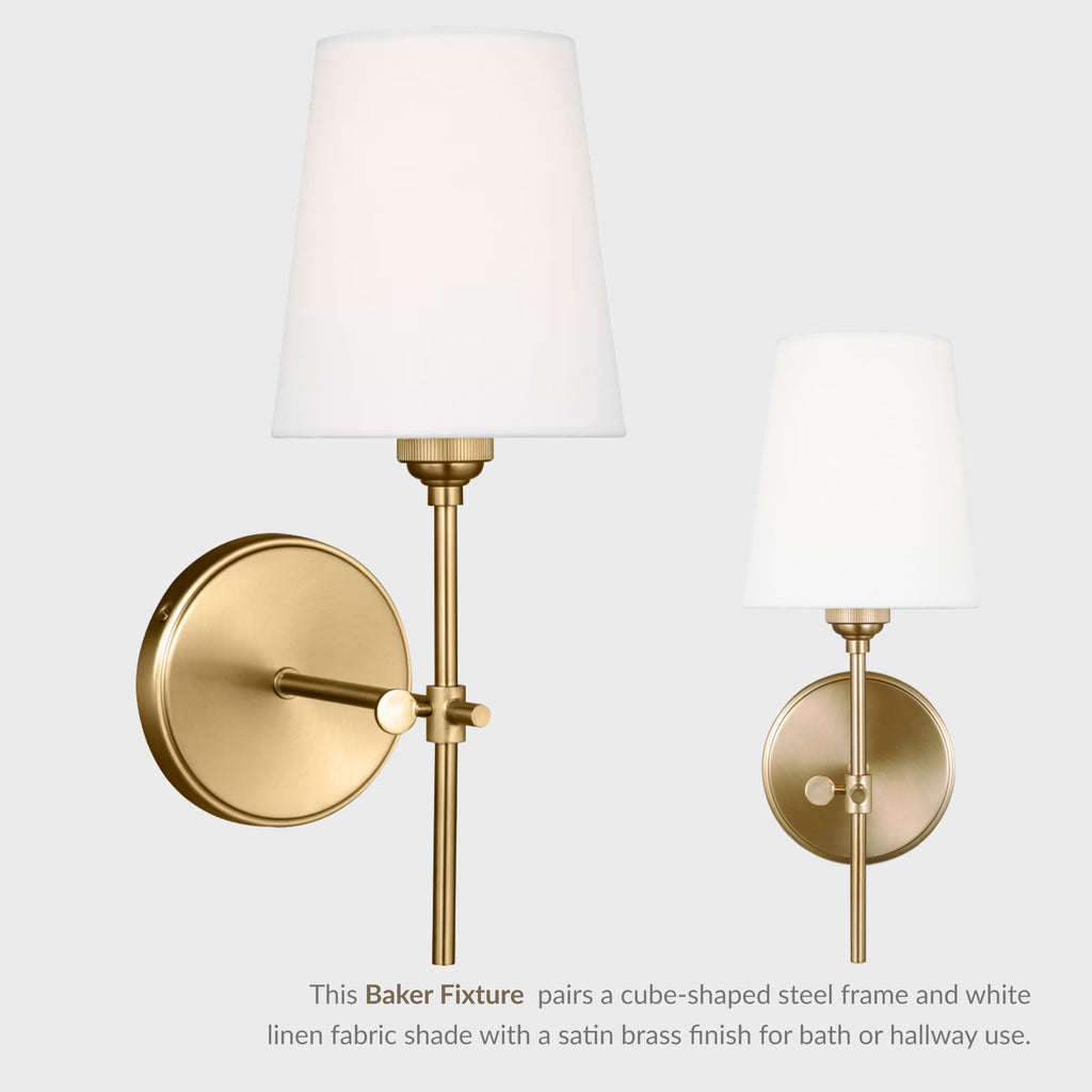 Baker 1-Light Hardwired Wall Sconce in Satin Brass
