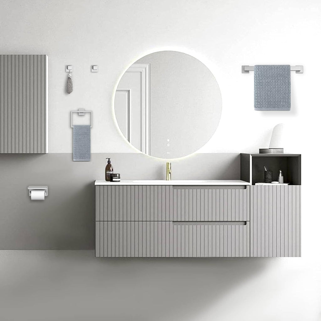 5-Pieces Brushed Nickel Bathroom Hardware Accessories Set,16 Inch Towel Bar Set,Stainless Steel Bathroom Hardware Set