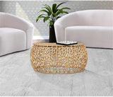Priya Collection Modern | Contemporary Solid Aluminum Round Coffee Table with Intricate Design, 35" W x 35" D x 16" H