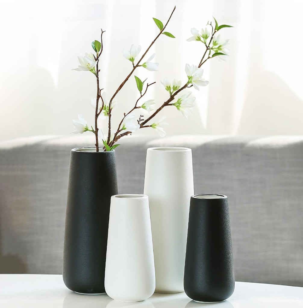 11 Inch Tall Matt Black Ceramic Vase
