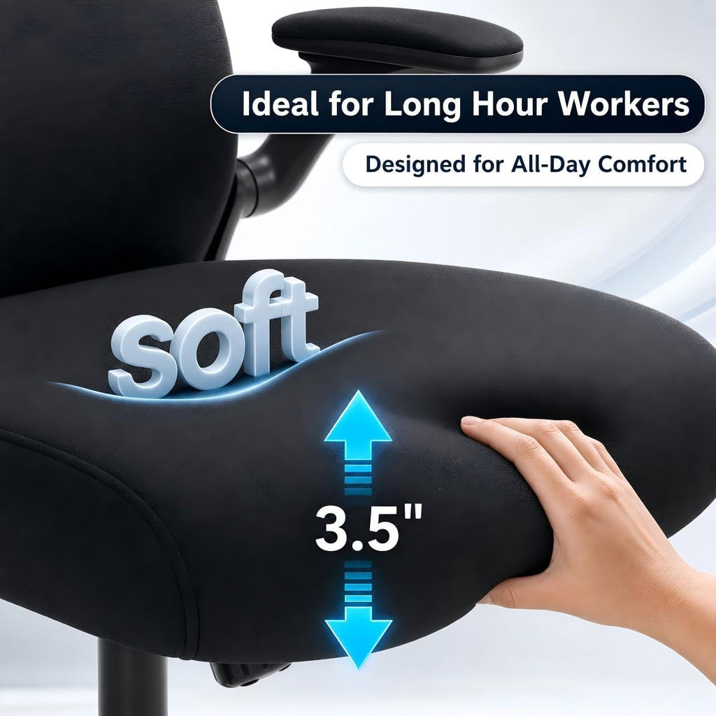 Home Office Desk Chairs, Ergonomic with Lumbar Support & 3D Headrest, Computer Desk Chair with Flip-up Armrests