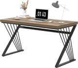 Computer Desk, Modern Home Office Desk, Industrial Wood and Metal Study Writing Work PC Table Living Room, Rustic Oak
