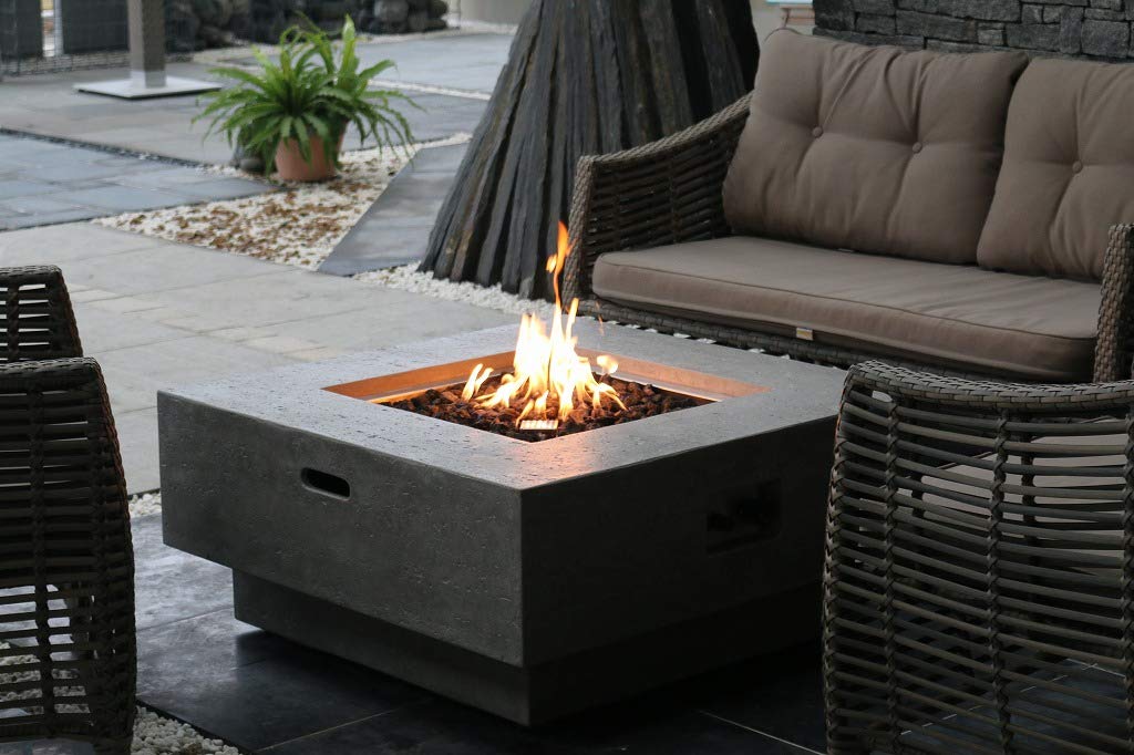 Manhattan Natural Gas Fire Pit Table Cast Concrete 36 x 36-in