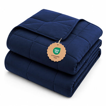 Weighted Blanket for Adults 15lbs, 48"x72", Navy Twin Full Size Heavy Throw Blanket, Cooling, Breathable, Microfiber