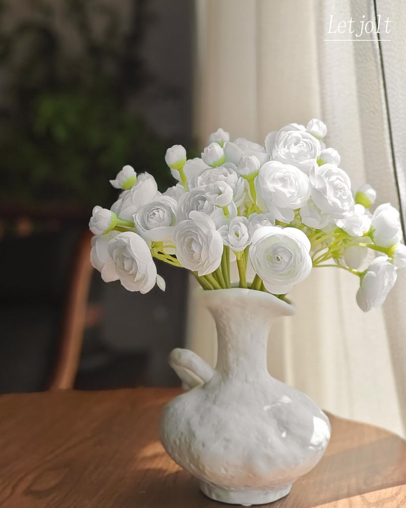 Ranunculus White Silk Flowers, 18 Pcs
