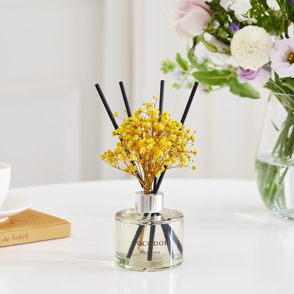 Flower Reed Diffuser Set / 6.7oz / Clean Linen/Scent Diffuser with Sticks Home Fragrance Reed Diffuser Shelf