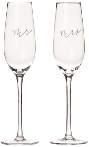 Mr. & Mrs. Champagne Flute Set - Elegant His and Hers Wedding Toasting Glasses for Unforgettable Celebrations, Bridal