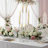 4PCS 8 Arms Clear Candelabra Candle Holder,38.5 inches Tall Arcylic Candlesticks Holder with Shade for Table Dinner