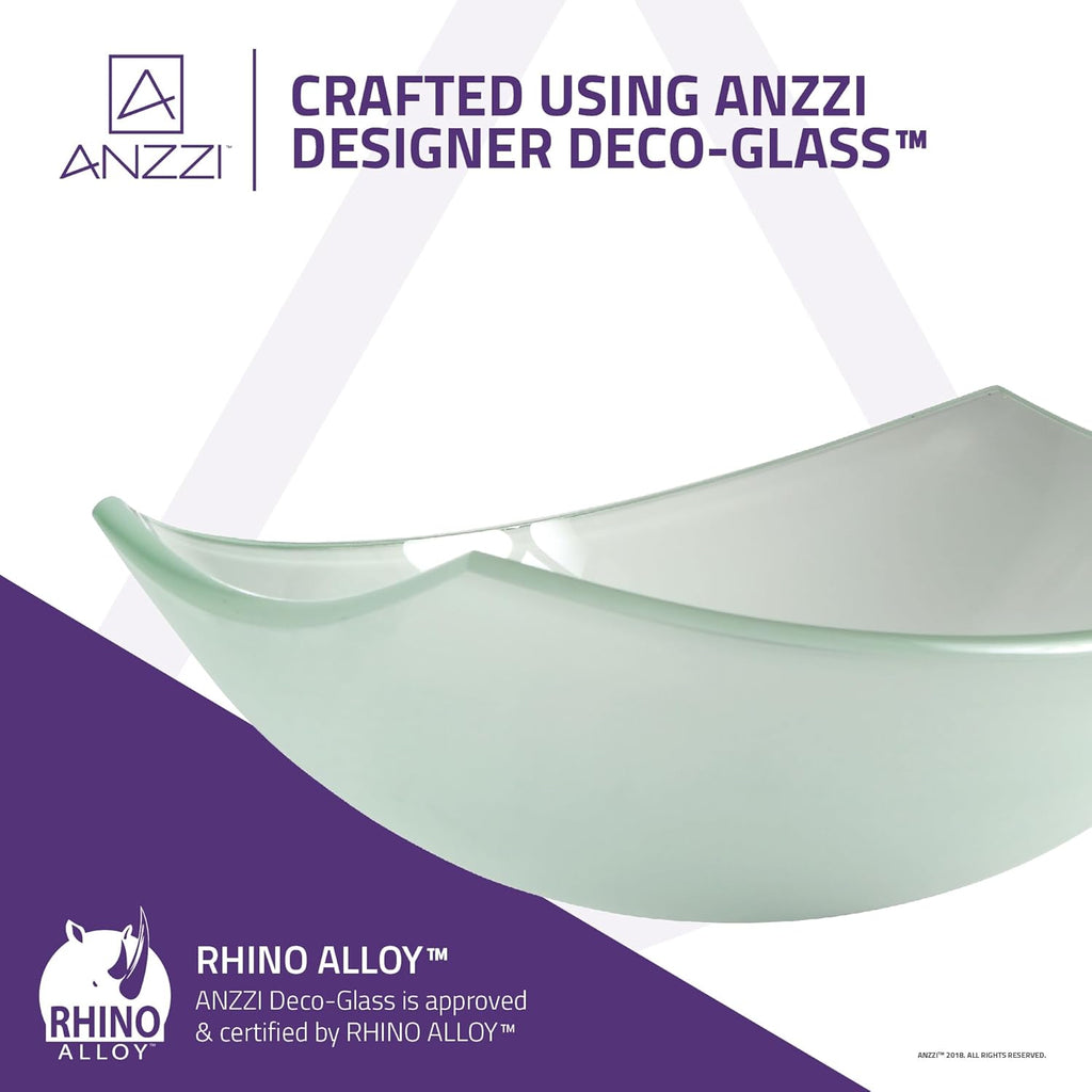Pendant Modern Tempered Glass Vessel Bowl Sink in Lustrous Frosted, Top Mount Bathroom Sinks Above Counter