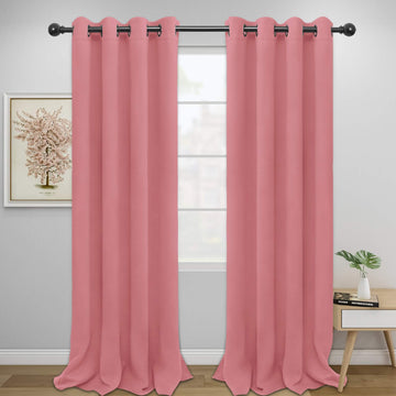 Blackout Curtains, Solid Thermal Insulated Grommet and Noise Reduction Window Drapes, Room Darkening Curtains, 2
