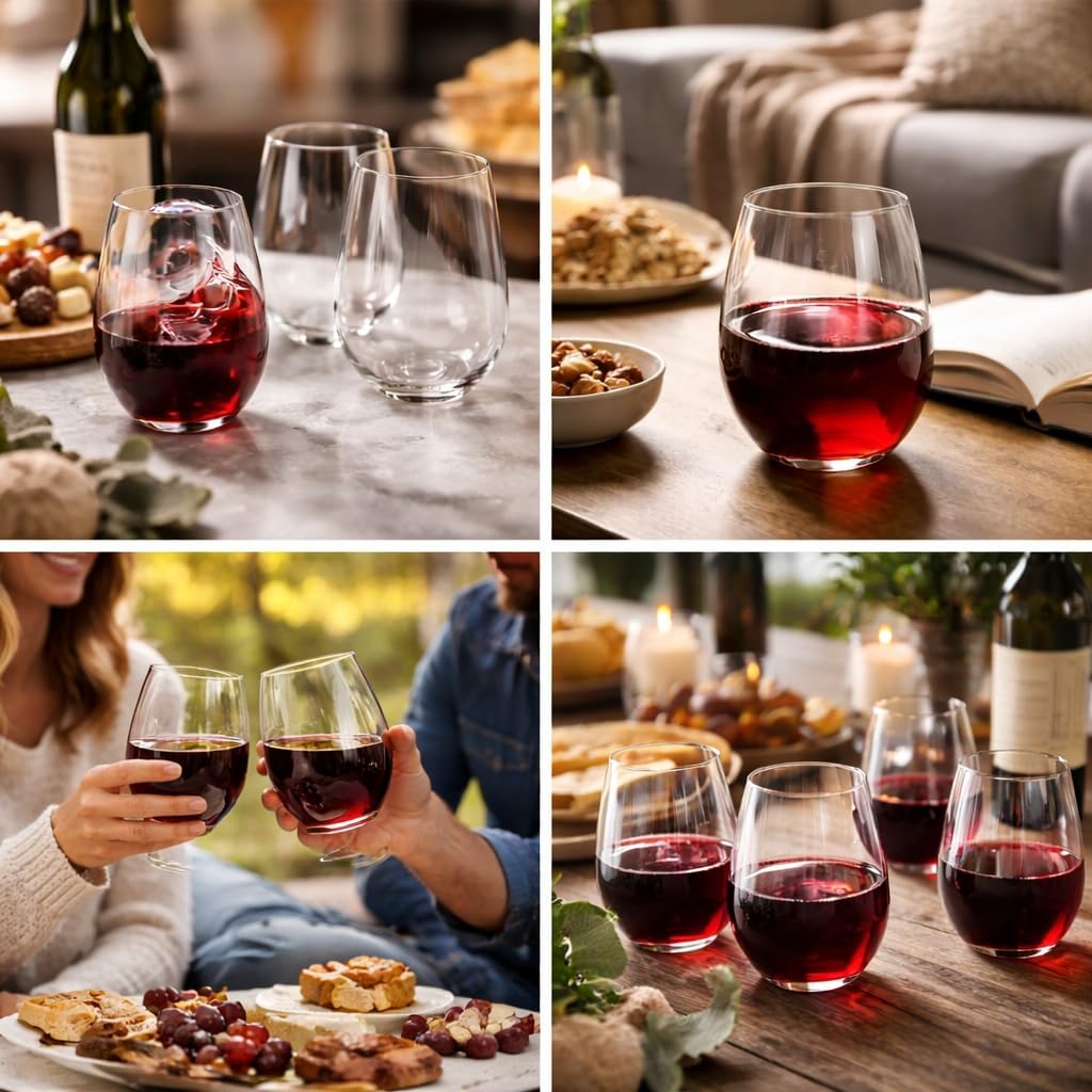 40 Pack 12 Ounce Stemless Unbreakable Plastic Wine Glasses (12 Ounces)