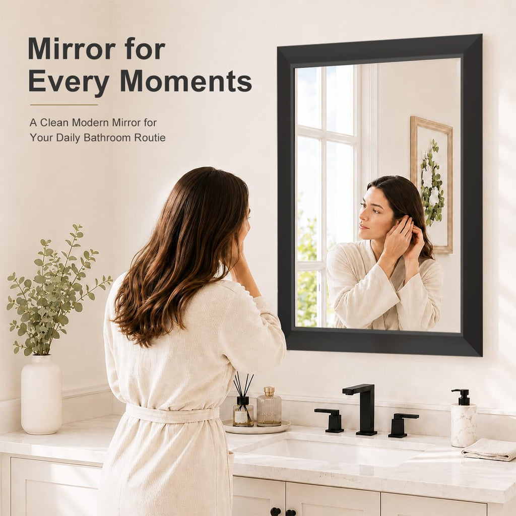 24x36 Matte Black Bathroom Vanity Mirror for Over Sink