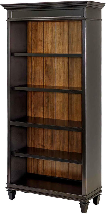 Hartford Wood Bookcase in Two Tone Distressed Black