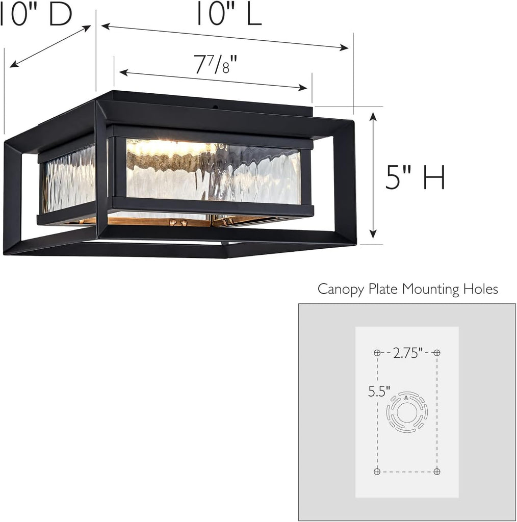 Hartbrook Outdoor Ceiling Light Fixture, Matte Black Flush Mount LED Light with Clear Glass for Porch, Patio & Entryway