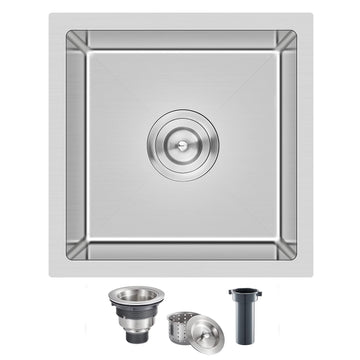 15"x15" Undermount Single Bowl Kitchen Bar Sink 304 Stainless Steel