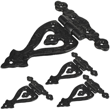 4 Pack Antique Cast Iron Vintage Heavy Duty T Hinges 5.3'' Black