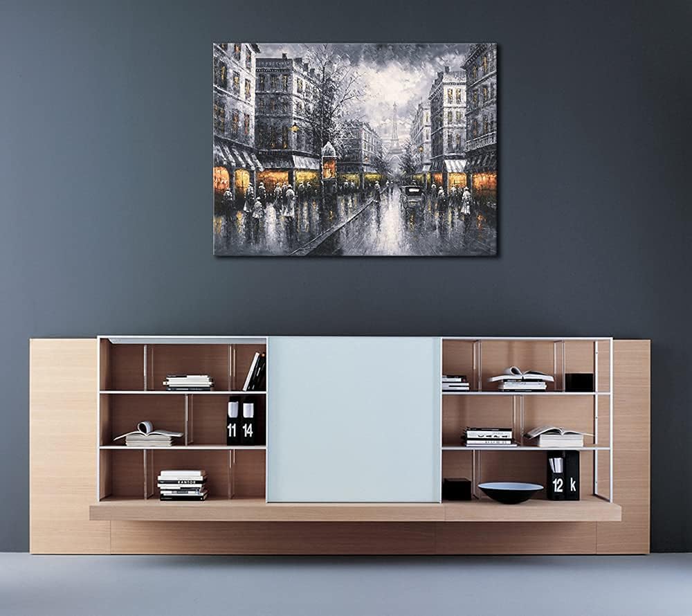 Paris Street View Large Modern Wrapped Giclee Cityscape Artwork Contemporary Landscape City Oil Paintings