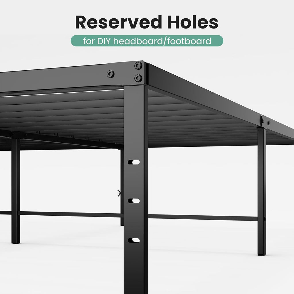 Full 18 Inch Platform Bed Frame, Heavy Duty Metal Foundation Frame, Noise-Free Sturdy Steel Slats, Underbed Storage