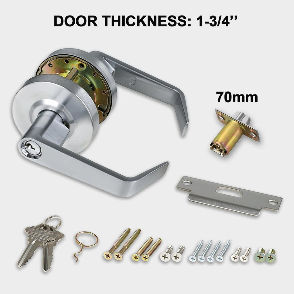 Keyed Entry Grade 2 Commercial Door Locks Heavy Duty Office Door Lever, Non-Handed, UL 3 Hour Fire Rated