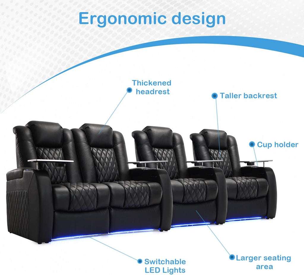 Home Theater Seating Top Grain Leather Zero Gravity Recliner Chair Power Headrest Recline Movie Seat Gaming 7 Colors