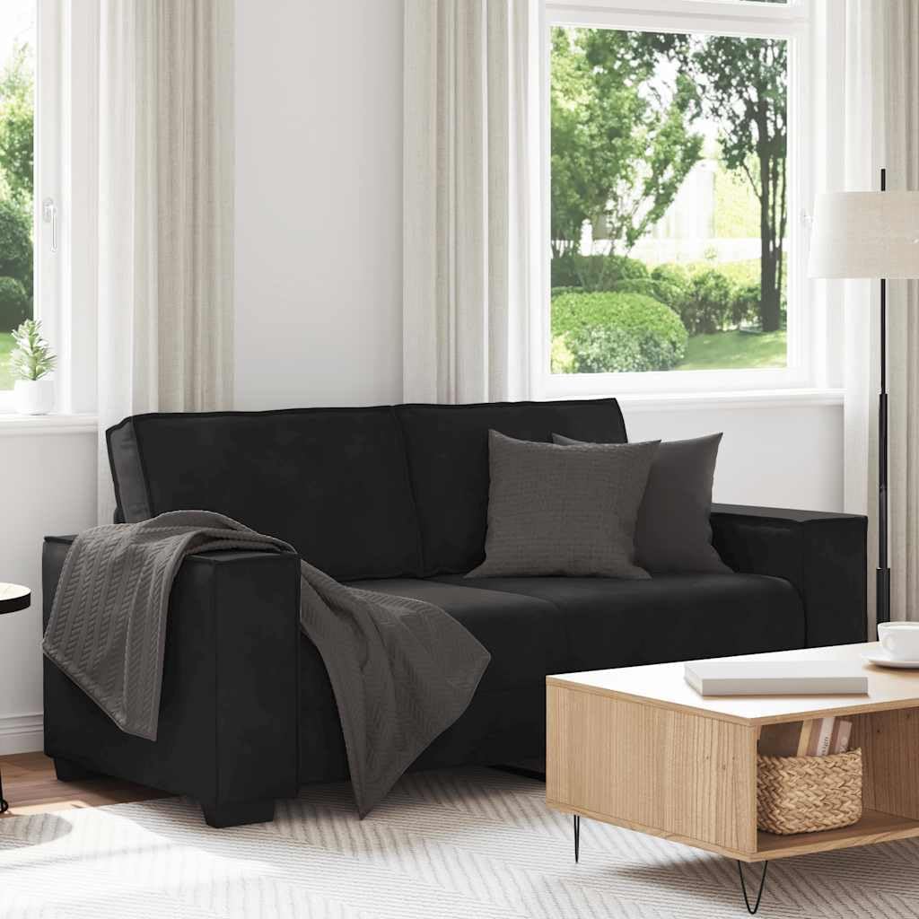 Black Velvet 2-Seater Sofa 55.1" with Wide Armrests, Upholstered Couch Office
