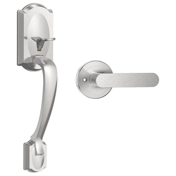 Front Door Handle, Exterior Door Handle with Passage Lever, Vintage Front Entry Door Handle No Lock, Reversible for