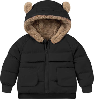 Baby Girls Coats Toddlers Puffer Jacket Bear Hooded Coats