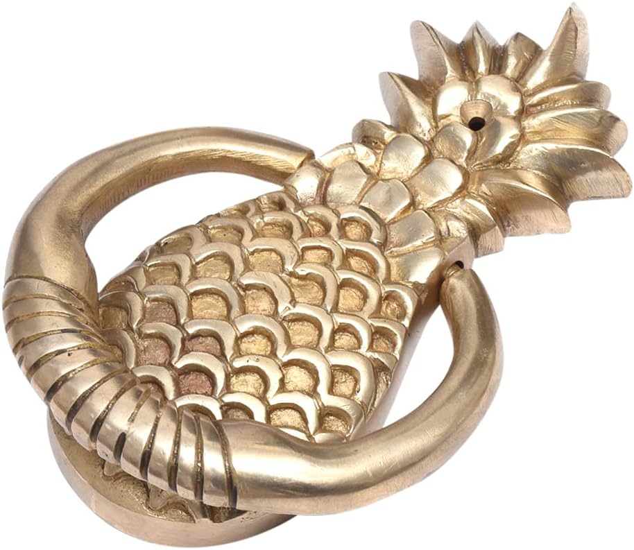 IndianShelf Solid Brass Pineapple Door Knocker for Main Door - Handmade Antique Style Front Door Hardware