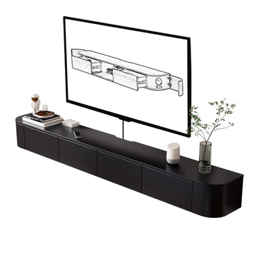 Solid Wood Floating TV Stand - Wall Mounted Media Console with 2 Side Doors, Deepened 11.8'', Wall Mounted