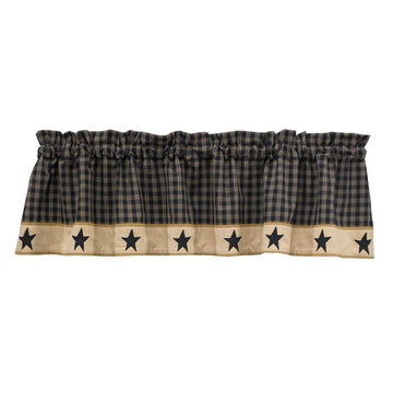 Farmhouse Kitchen Valances for Windows - Sturbridge Star Lined | Fall Decor Window Valance Curtain | Plaid Curtain